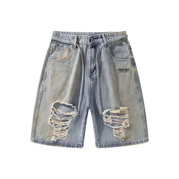 Double Dealer Denim Shorts Unisex Light Blue