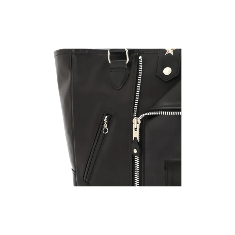 Schott N.Y.C. Cow Leather Tote Bag, Shopping Bag, Handbag Men's Black-7