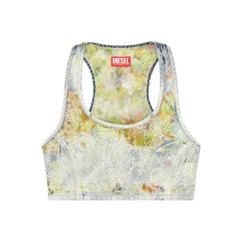DIESEL De Detop Fse Denim Embellished Cropped Top