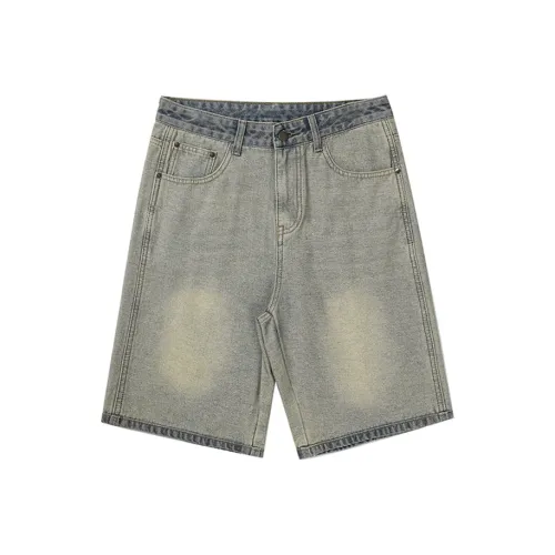 Fakeyoung Denim Shorts Unisex Yellow Mud