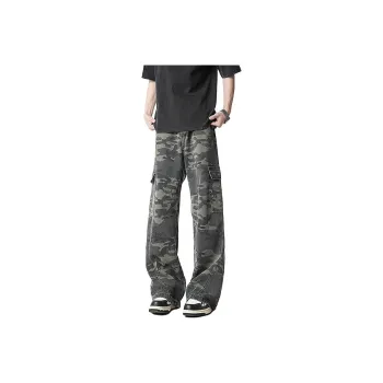 MIIOW Trend Party Series Jeans Unisex Green Camouflage