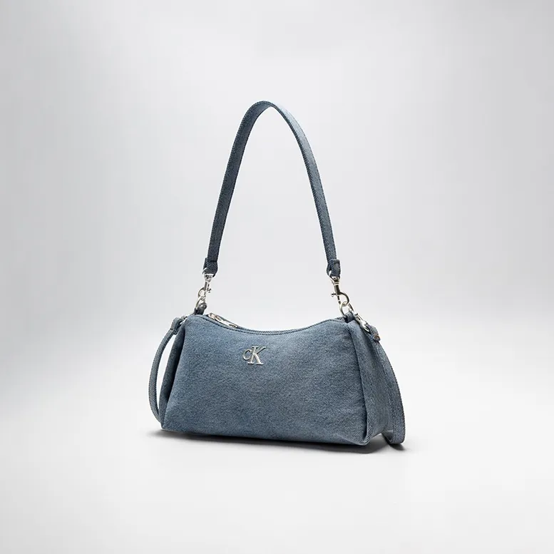 CALVIN KLEIN Fabric Shoulder Bag Medium Size Women's Denim Light Blue-1