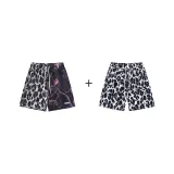 Double Black Shorts & Black White Leopard Print Shorts