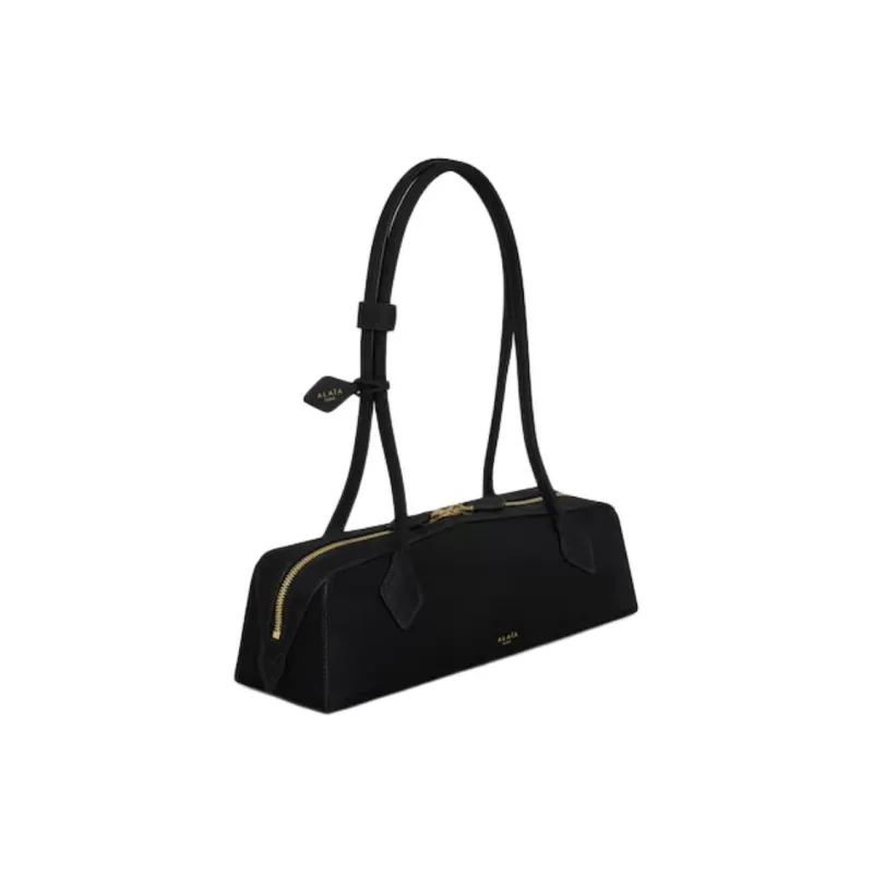 Alaia Calfskin Handbag, Shoulder Bag Medium Size Women's Black & Gold-1