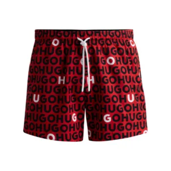 HUGO BOSS Logo Print Swim Shorts