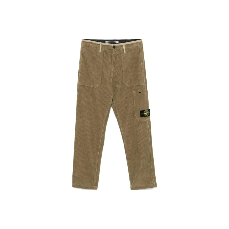 STONE ISLAND Logo Patch Corduroy Trousers-0