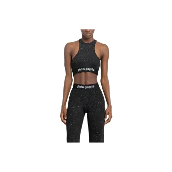 PALM ANGELS Soiree Knit Logo Top Black