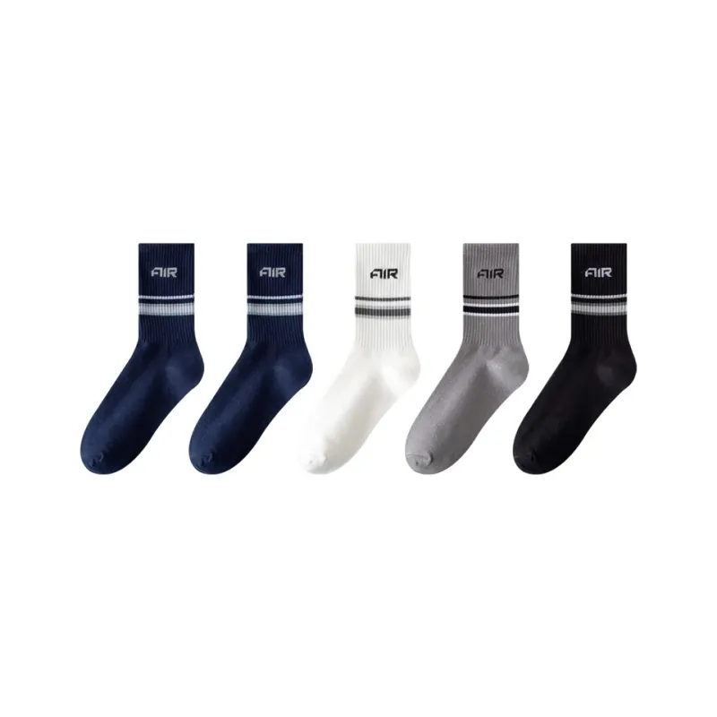 H YXIANG Mid Calf Socks Men's 5 Pack-11