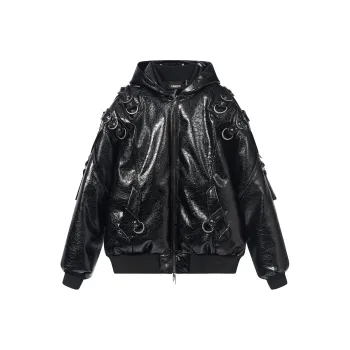 BLINDNOPLAN Textured Leather Puffer Jacket Unisex