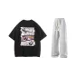 Clothing Sets (Navy Blue Top+Gray Straight Fit Pants)