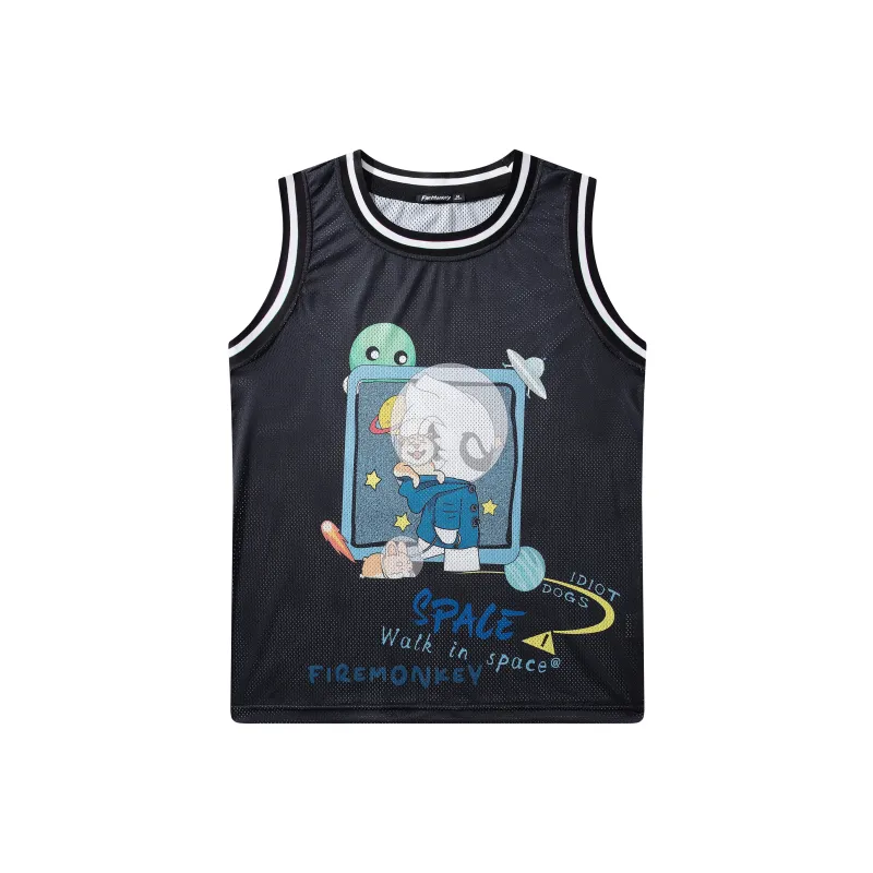 FireMonkey Basketball Jerseys Unisex Black-0