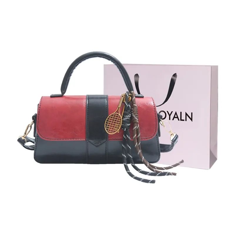 LOUIS ROYALN PU One Shoulder Handbag Unisex White & Black/White & Coffee/Black & Red-7