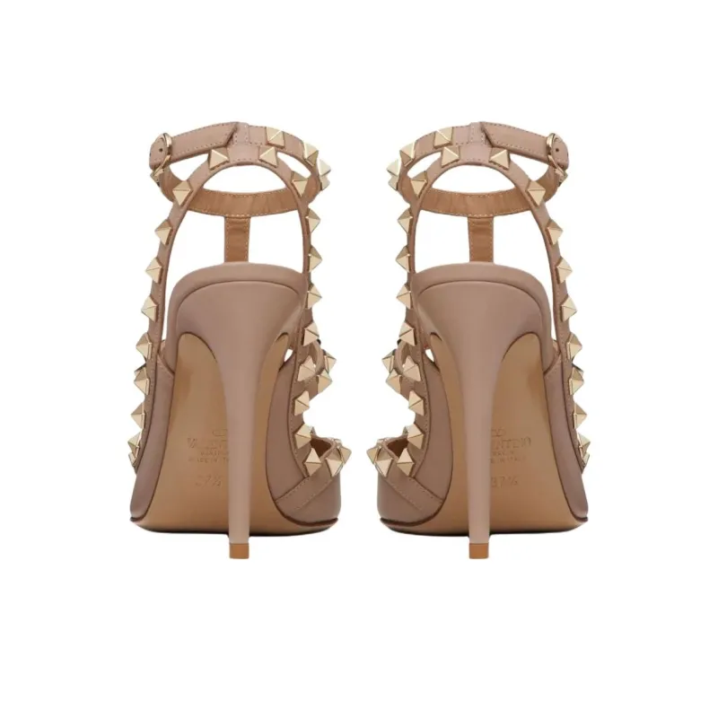 Valentino Rockstud Slim Heel High Heels 11cm Women's Pink-4