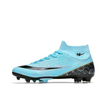 Binary FG Rubber Long Studs Cushioning Lightweight Slip Resistant Soccer Shoes Unisex Aqua