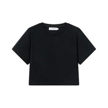 VIKTORIACHAN Drop Shoulder Sleeve T-Shirt Women's Black