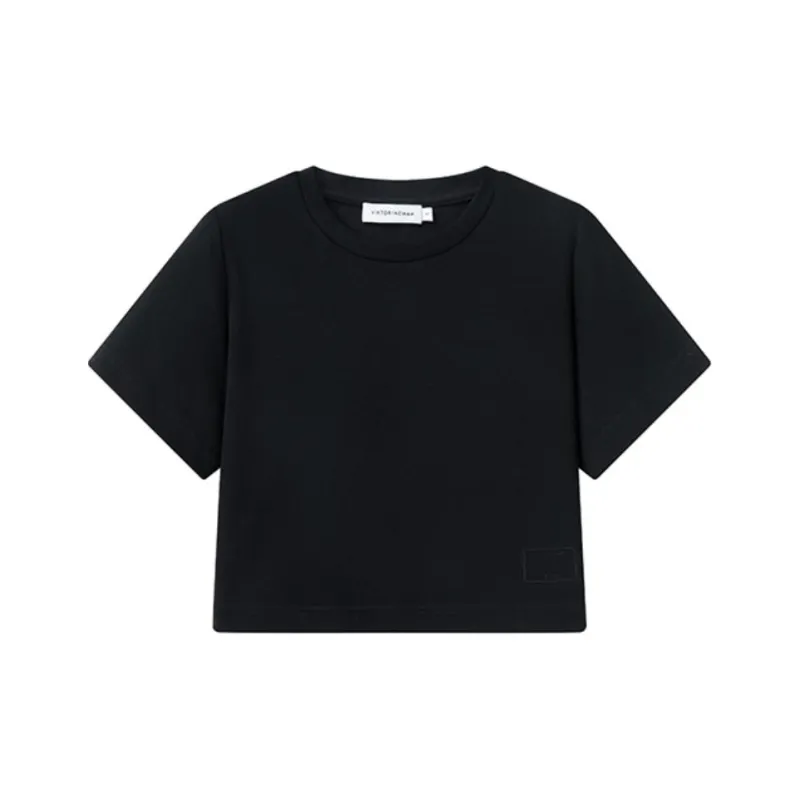 VIKTORIACHAN Drop Shoulder Sleeve T-Shirt Women's Black-0