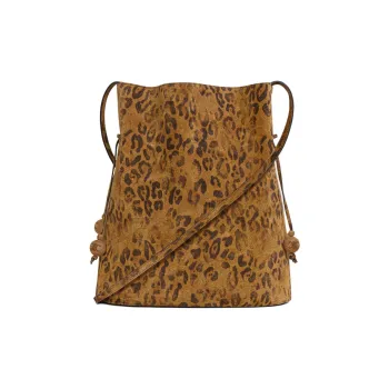 CELINE Calfskin Bucket Bag, Shoulder Bag Medium Size Women's Brown