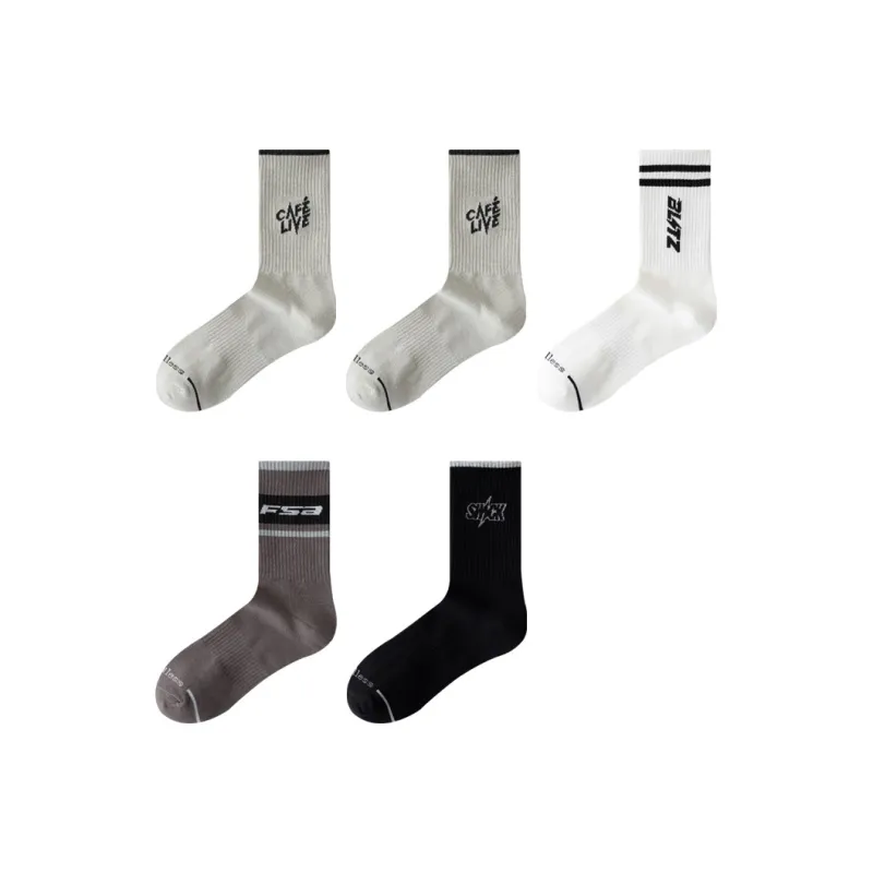 H YXIANG Mid Calf Socks Men's 5 Pack-0