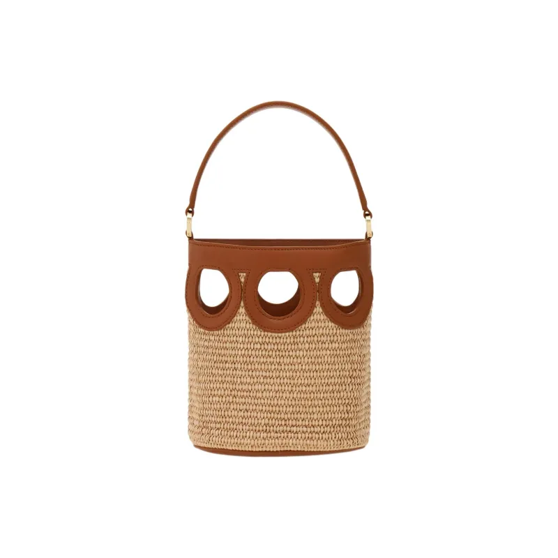 FERRAGAMO GANCINI Calfskin Bucket Bag Handbag Mini Women's Bone & Beige-1