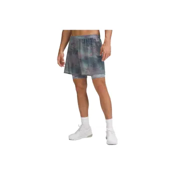 Lululemon Lab Lightweight Lined Mesh Short Casual Shorts Men's Grey/Supernatural Glow Multi