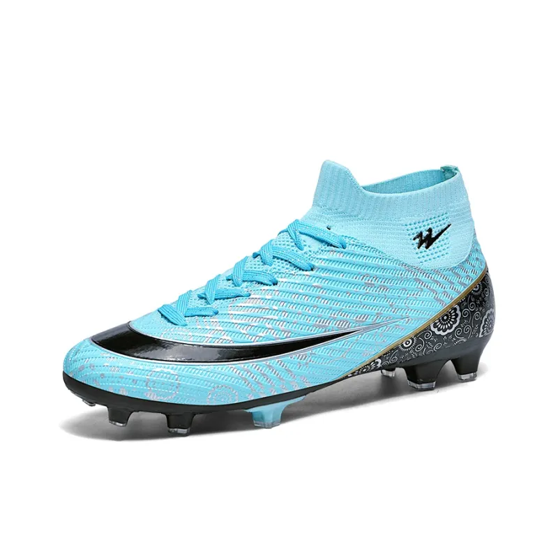 Binary FG Firm Ground Cushioning Lightweight Slip Resistant Soccer Shoes Unisex Aqua-1