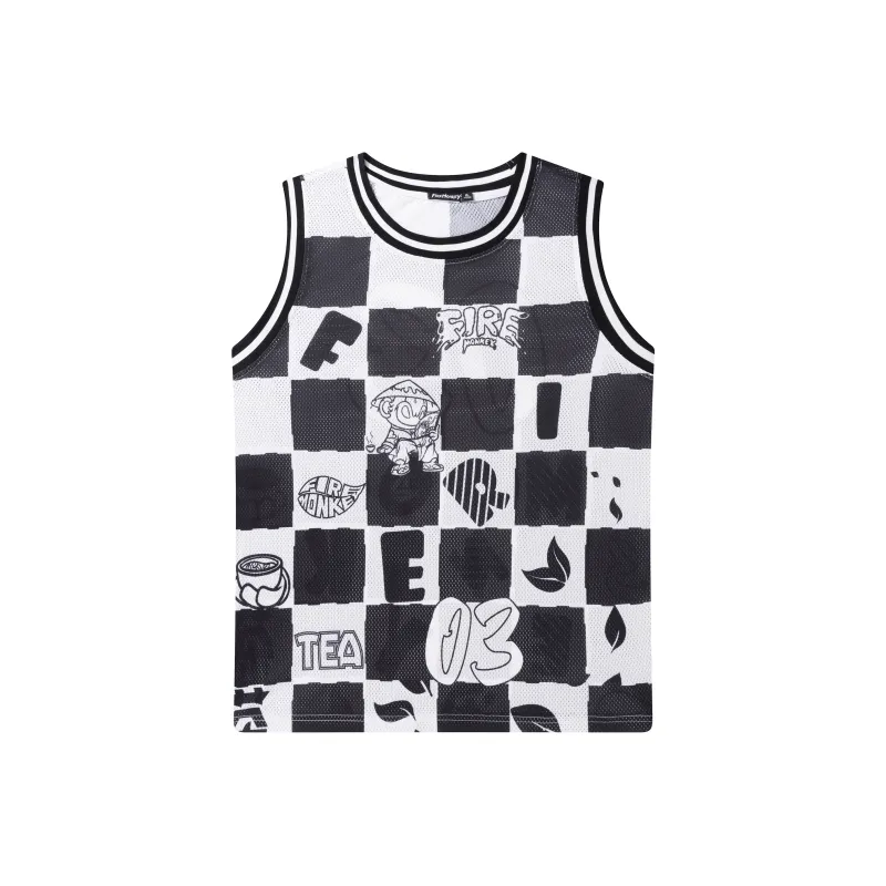 FireMonkey Basketball Jerseys Unisex Black White-0
