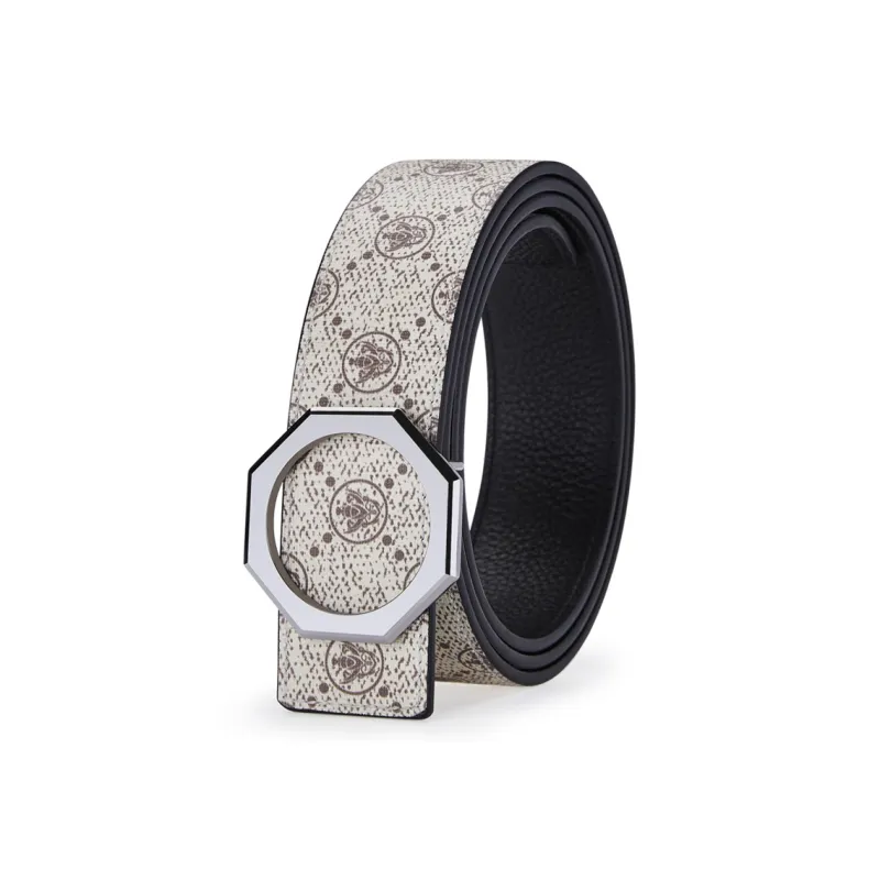 Jeccieziio Top Grain Cow Leather Smooth Buckle Belt Men's Width 3.8cm-7