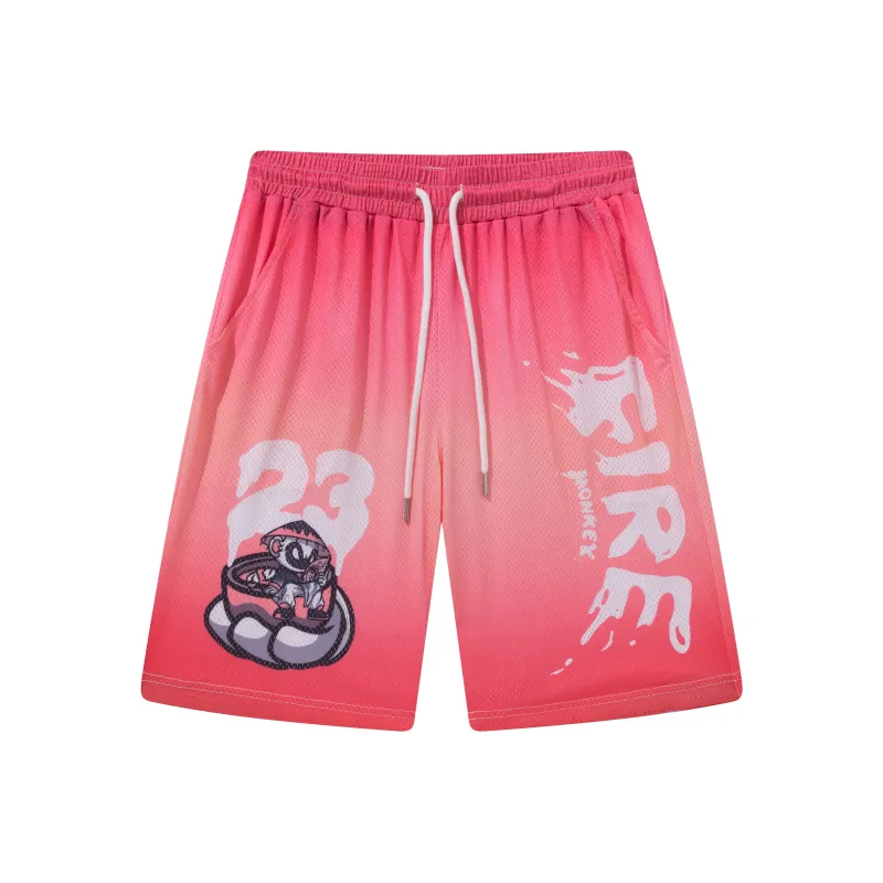 FireMonkey Basketball Shorts Unisex Rose Red-0