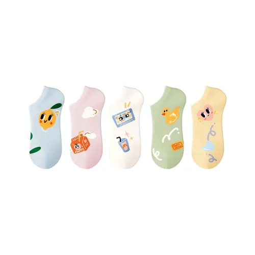Happylemon Ankle Socks Women's 5 Pack Orange Soda