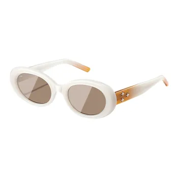 BERTHA Plate Frame Oval Sunglasses Unisex Black, White