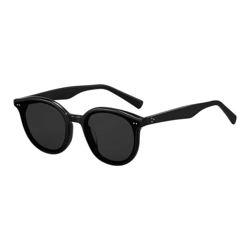 Thunder Pailong Plate And Metal Oval Sunglasses Unisex Black