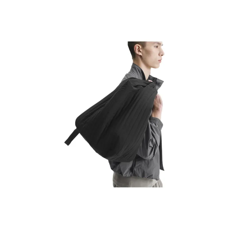 Nice Rice Fabric Shoulder Bag, Crossbody Bag, Handbag Medium Size Unisex Black/Ecru-2