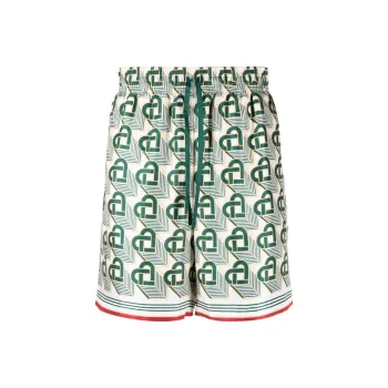 CASABLANCA Heart Monogram Silk Short