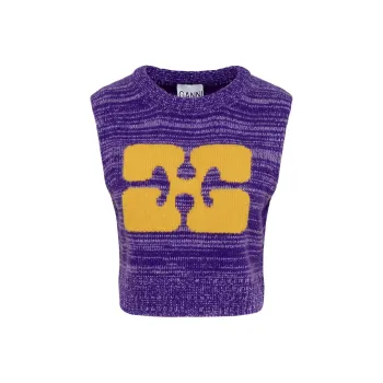 GANNI Graphic Cropped Vest 'Purple'