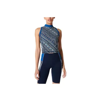 Sweaty Betty Power Tank Tops Women's Blue Background Tennis Print
