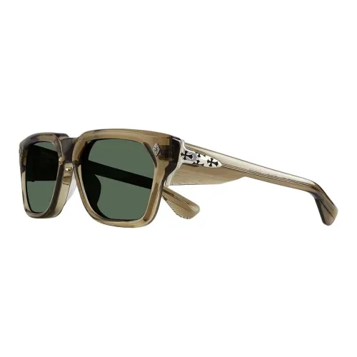 Chrome Hearts Plate Frame Silver Square Sunglasses Unisex Army Green