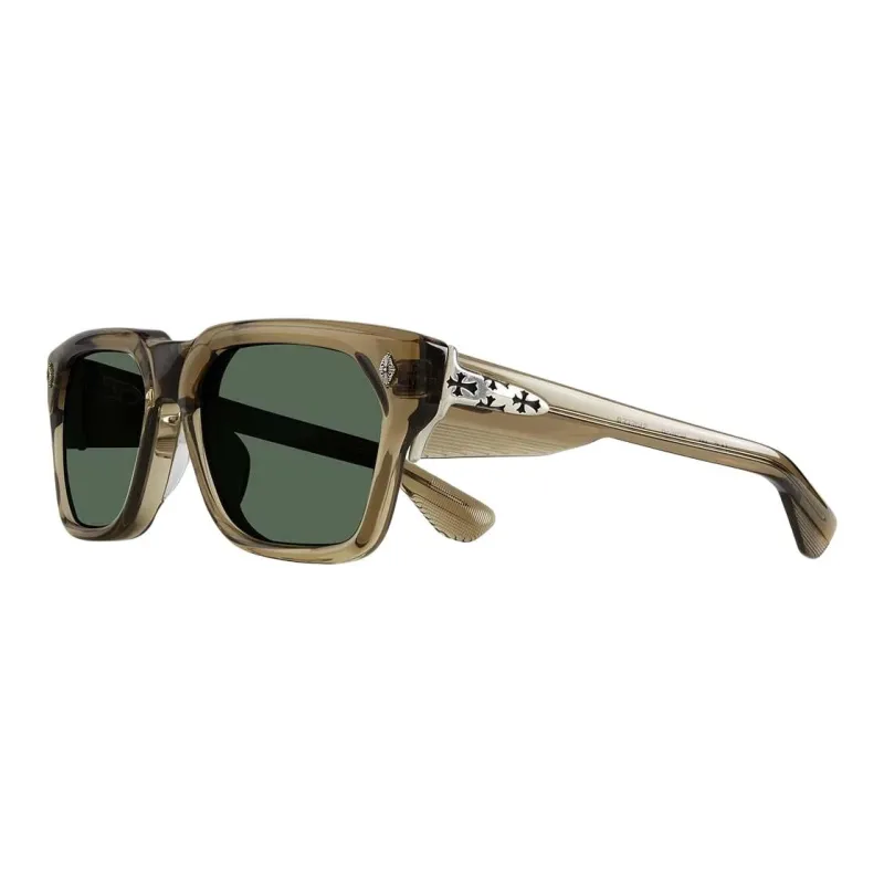 Chrome Hearts Plate Frame Silver Square Sunglasses Unisex Army Green-0