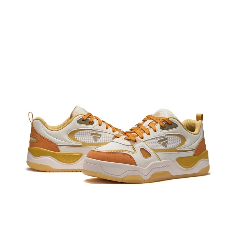 FILA FUSION BANK III Lightweight And Breathable Low Top Skateboard Shoes Women's White Yellow Orange-3