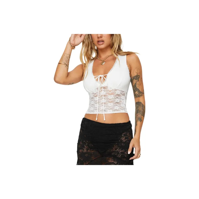 PRINCESS POLLY ISOLDE TOP Tank Tops Women's White/White-0