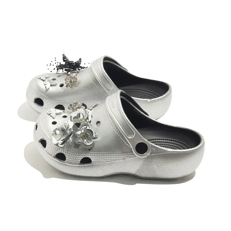BEIER Clogs Women's Black Silver-1