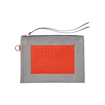 HERMES Navette Goatskin Storage Bag Unisex Orange