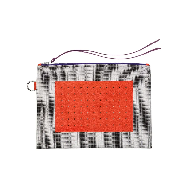 HERMES Navette Goatskin Storage Bag Unisex Orange-0