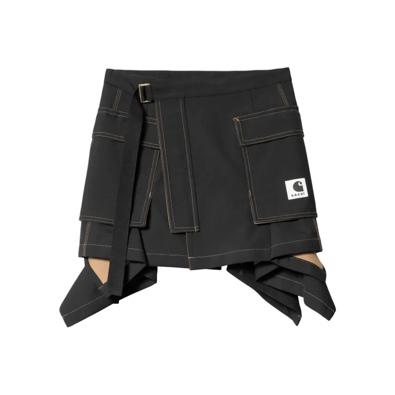 Carhartt Wip X Sacai Carhartt WIP Co branded SS24 Denim Short Skirts Unisex Black-0