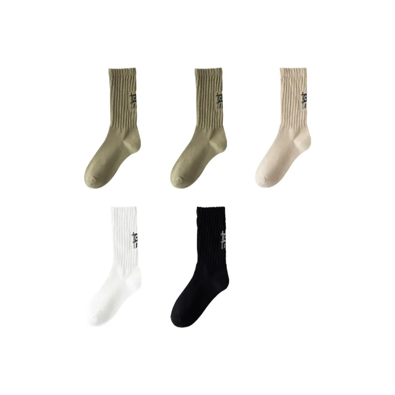 H YXIANG Mid Calf Socks Men's 5 Pack-6