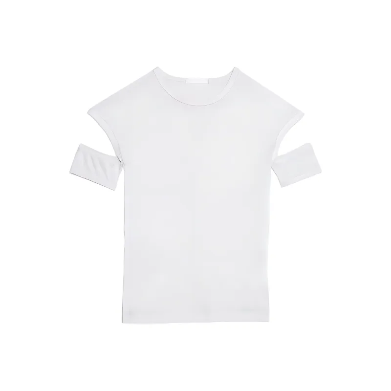 Helmut Lang Slashed Shrunken T Shirt-0