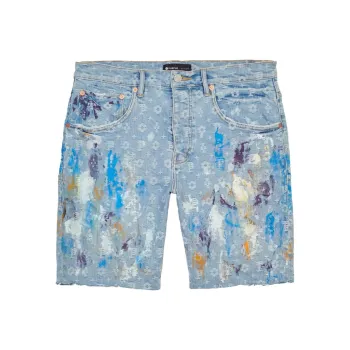PURPLE BRAND Paint Over Jacquard Monogram Shorts