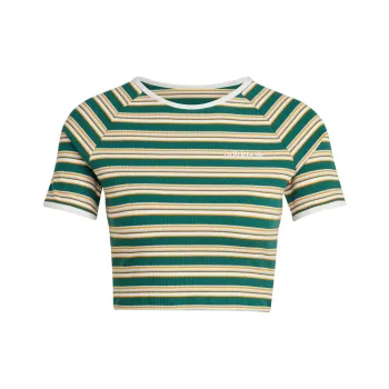 adidas originals '80S RIB STRIPE BABY TEE 'Collegiate Green'