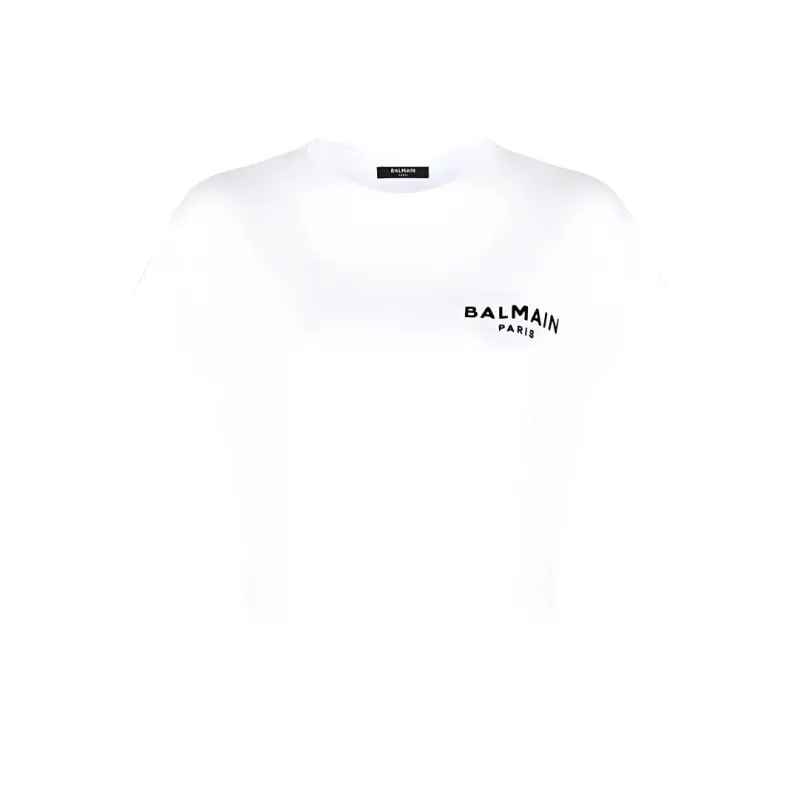 BALMAIN Logo Printed Cropped T Shirt-0