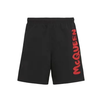 Alexander McQueen Graffiti Printed Drawstring Swim Shorts
