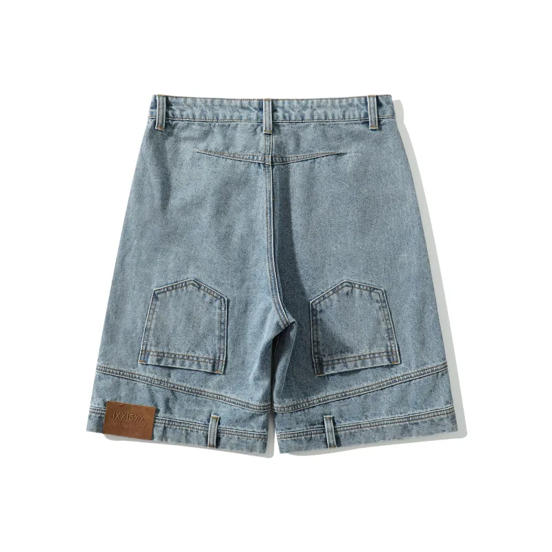 SWAMP AREA Denim Shorts Unisex Blue-0